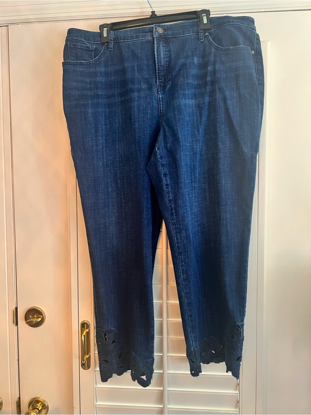 Chicos Dark Blue Women's Jeans with Scalloped embroidered Hem